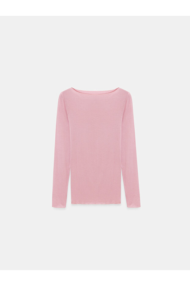 Transparent Wide Neckline Long Sleeve Women's Blouse