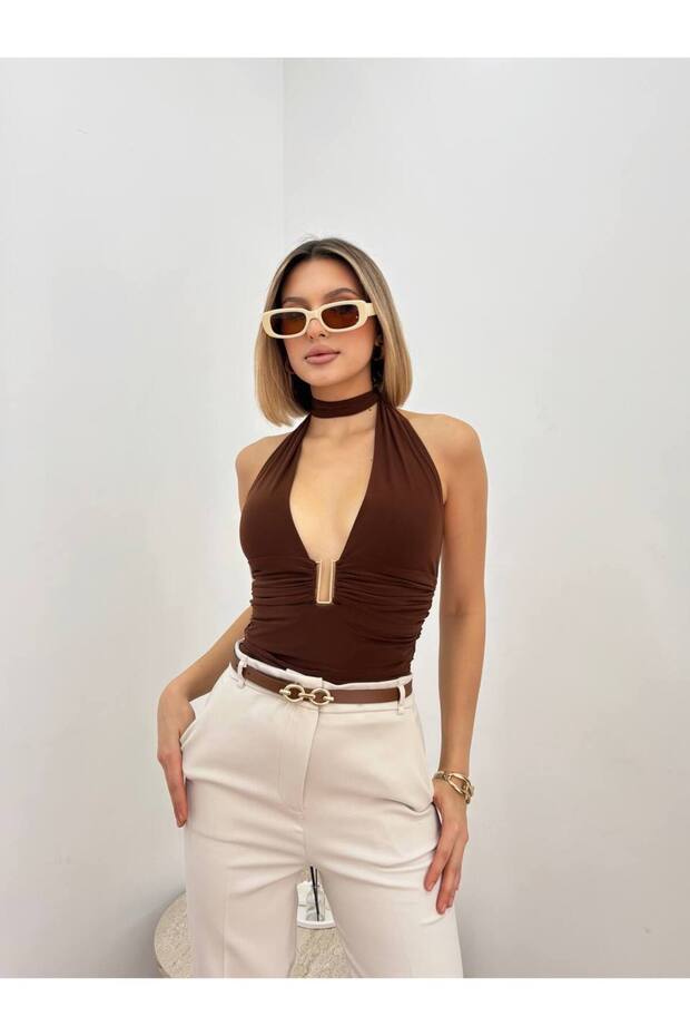 dekolte tokalı bluz - 2