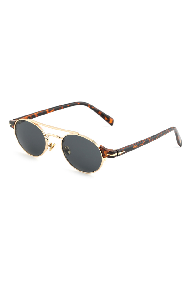 Black Glass Oval Design Leopard Frame Retro Blue Glass Unisex Sunglasses