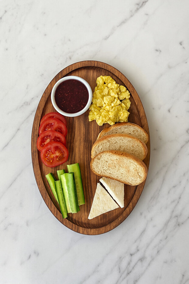 Oval Wooden Presentation Plate – Rustic Natural Wood Serving & Breakfast 28X18