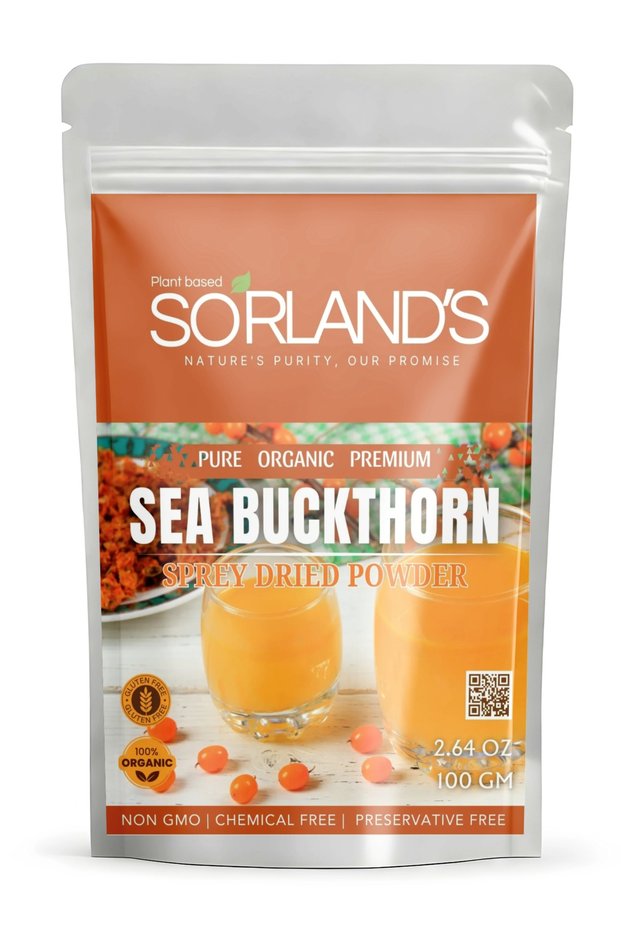 Organic Sea Buckthorn Berry Powder – 100% Organic & NaturaL,100g