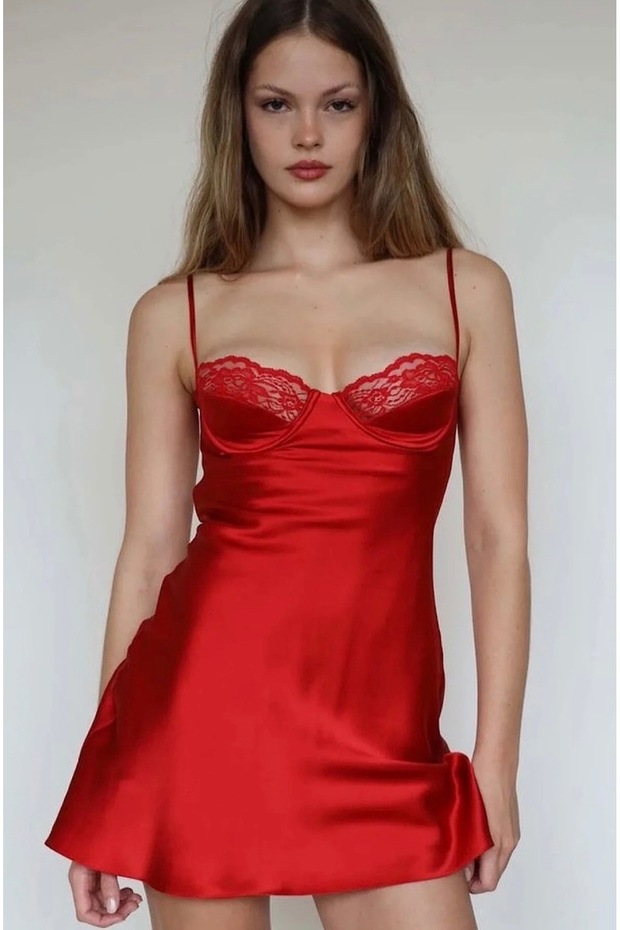 Kırmızı Gecelik elbise - 3