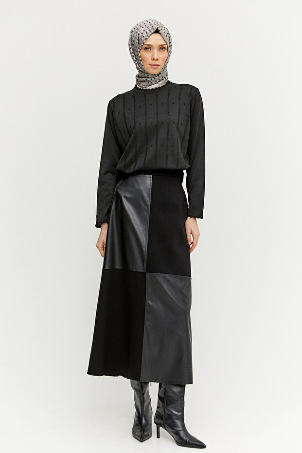 Dilim Detaylı Triko Bluz - 1