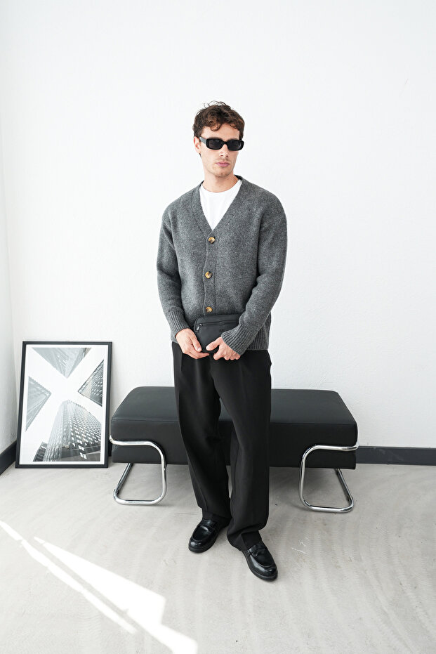 Düğmeli Oversize Hırka - 3