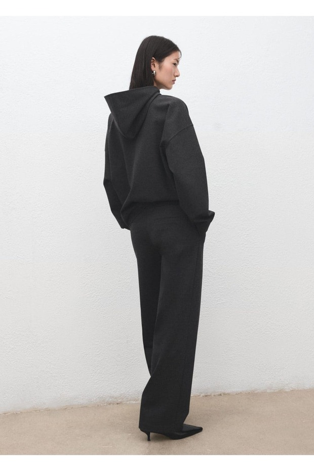 Kapüşonlu kırçıllı triko sweatshirt - 4