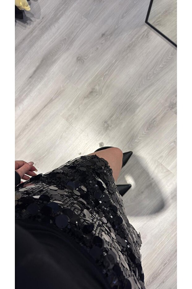 PULLU PAYETLİ ŞORT ETEK - 6