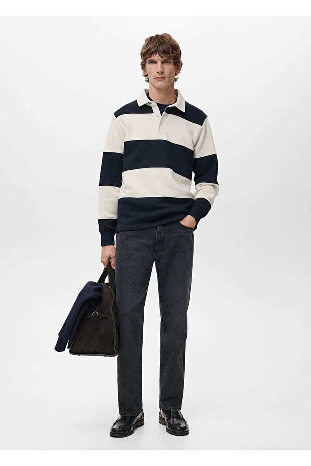 Çizgili polo sweatshirt - 2