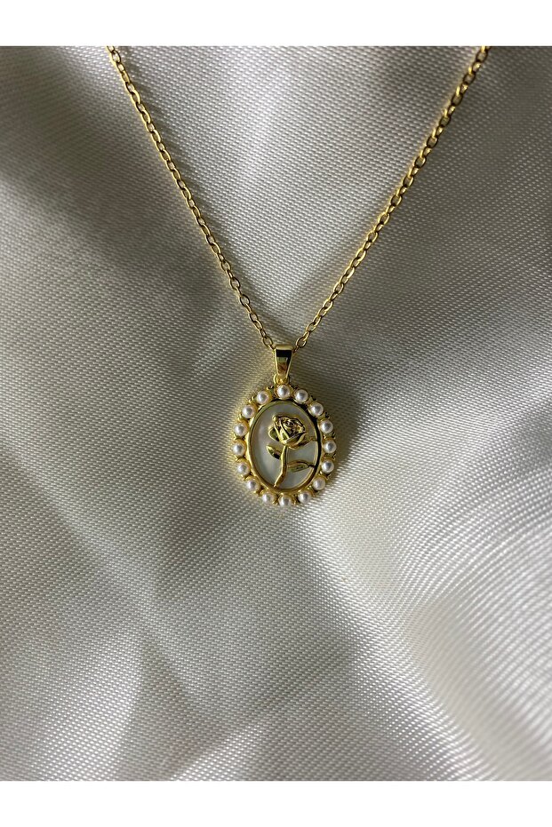 İncili Gül Kolye - 1