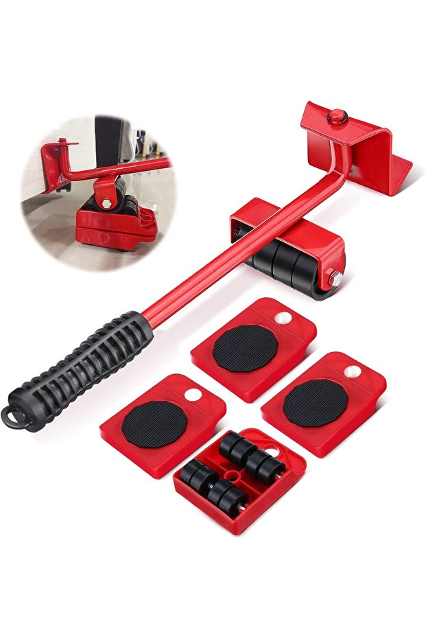 Furniture Sliders & Lifter – 1 Lifter + 4 Casters, 360° Rotatable Pads