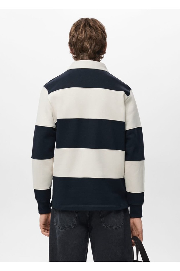 Çizgili polo sweatshirt - 4