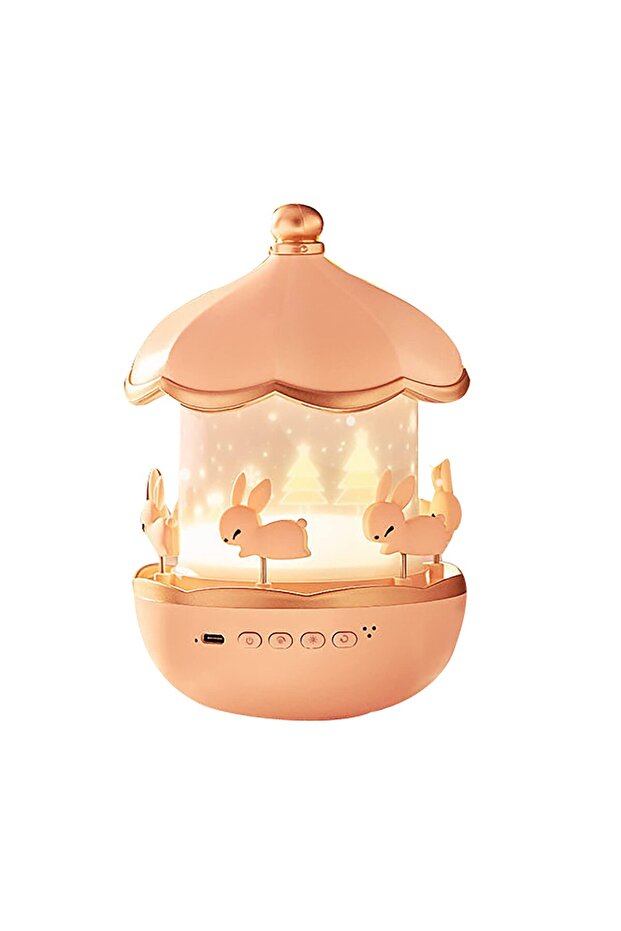 kids 360° rotating music box starry nebula projector LED cartoon rechargeable night light