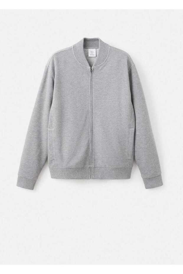 Fermuarlı bomber sweatshirt - 3