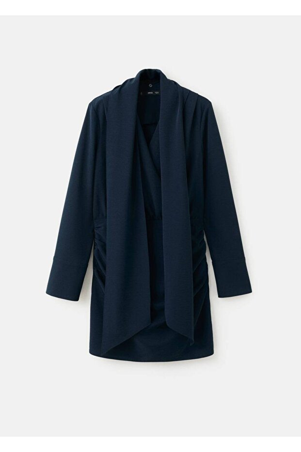 Drape fularlı elbise - 3