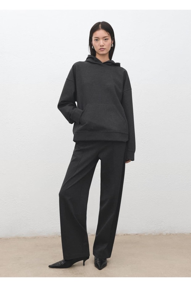 Kapüşonlu kırçıllı triko sweatshirt - 2