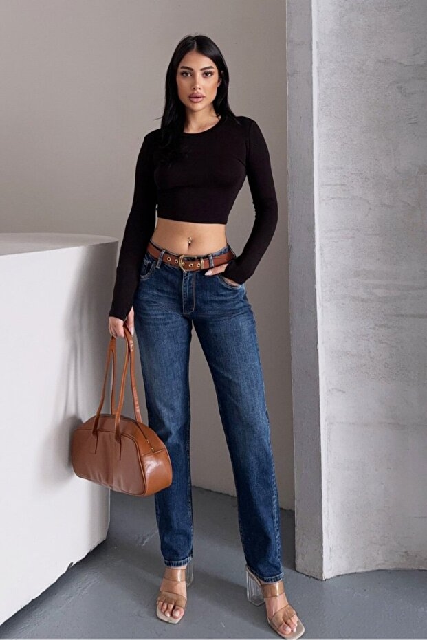 Whatsup Women's Mid-Rise Boyfriend Jeans - Blue