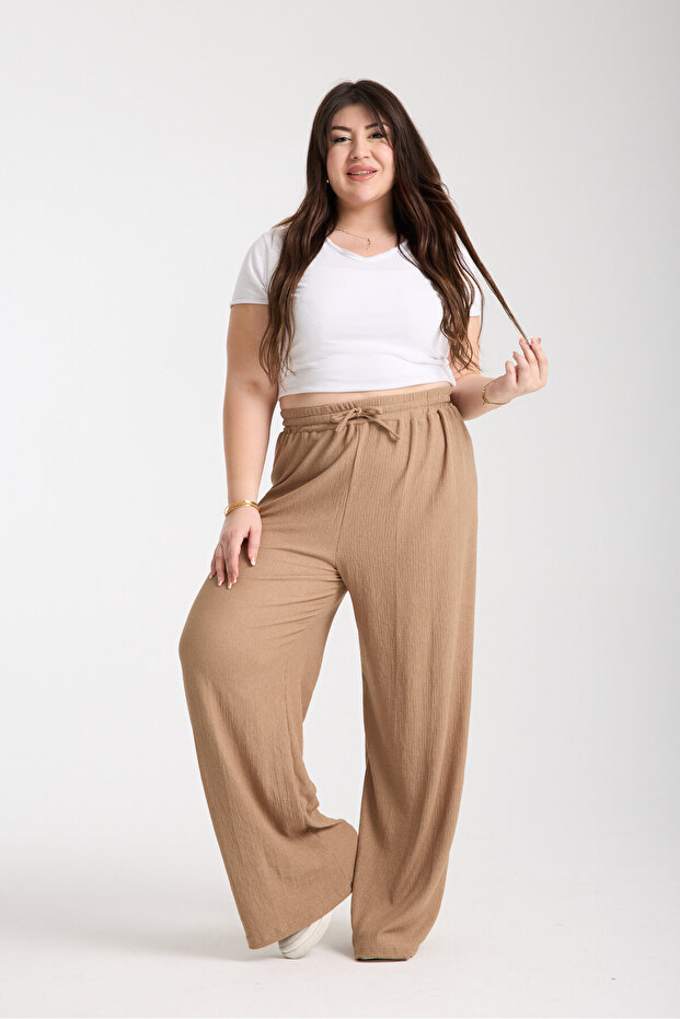 Plus Size Women's Wrinkle Pants with Elastic Waist