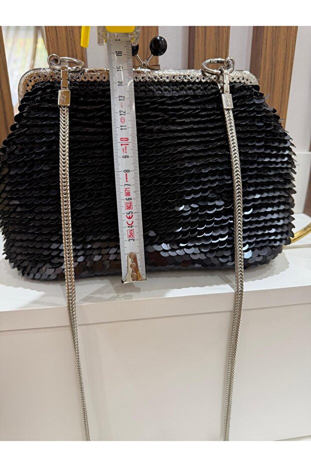 Siyah Pullu Burslu Çanta - 8