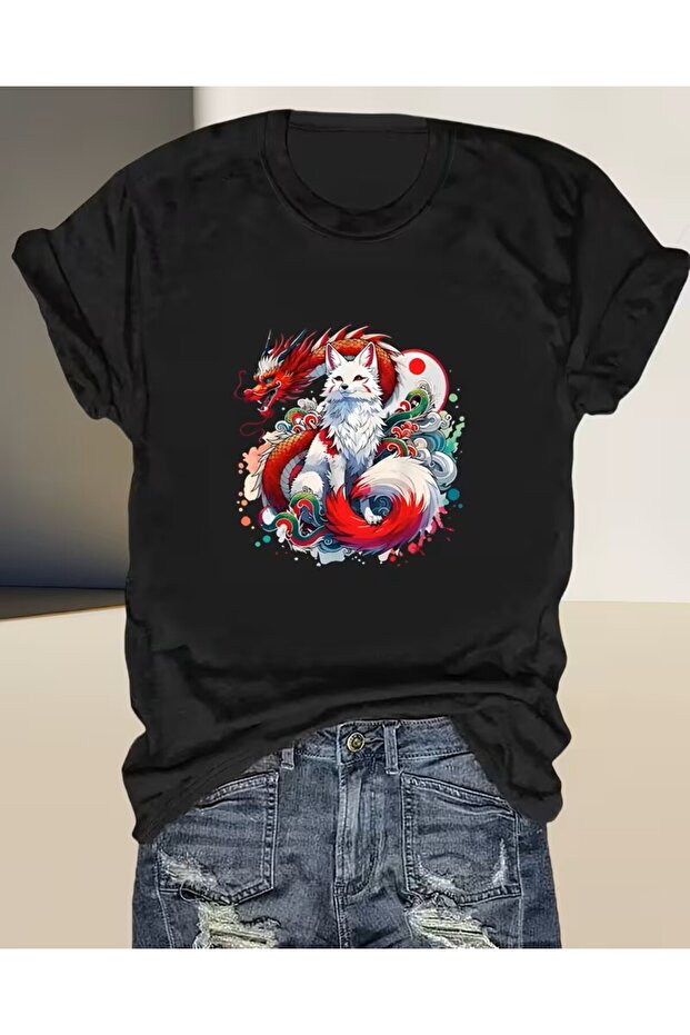 Art Creative Fox Printed T-Shirt for Women