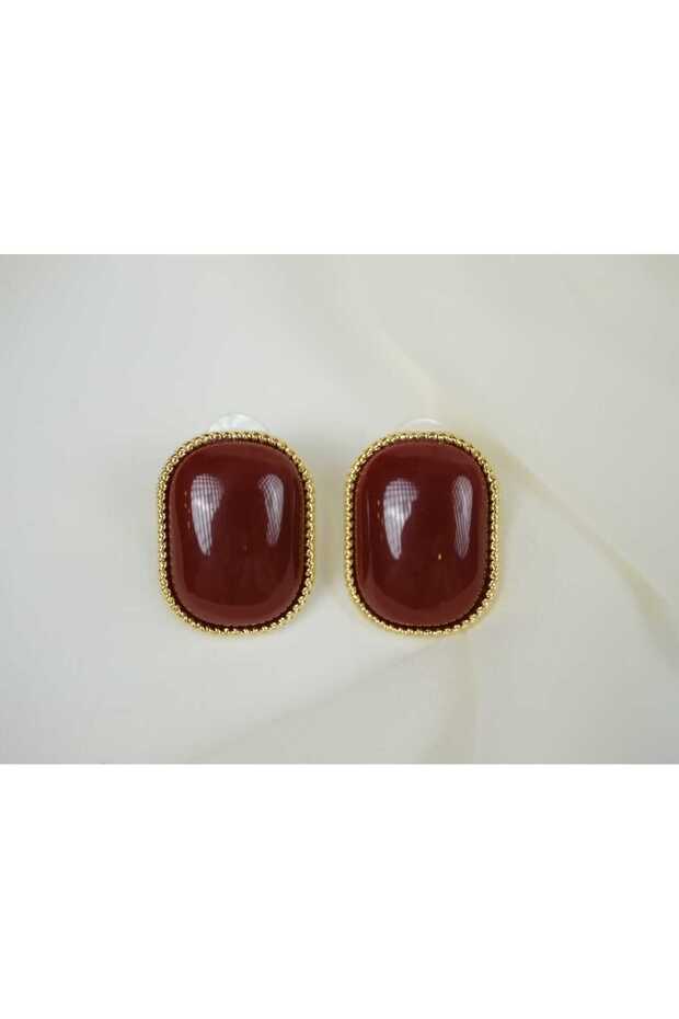Bkp031 Vintage Oval Stone Earrings