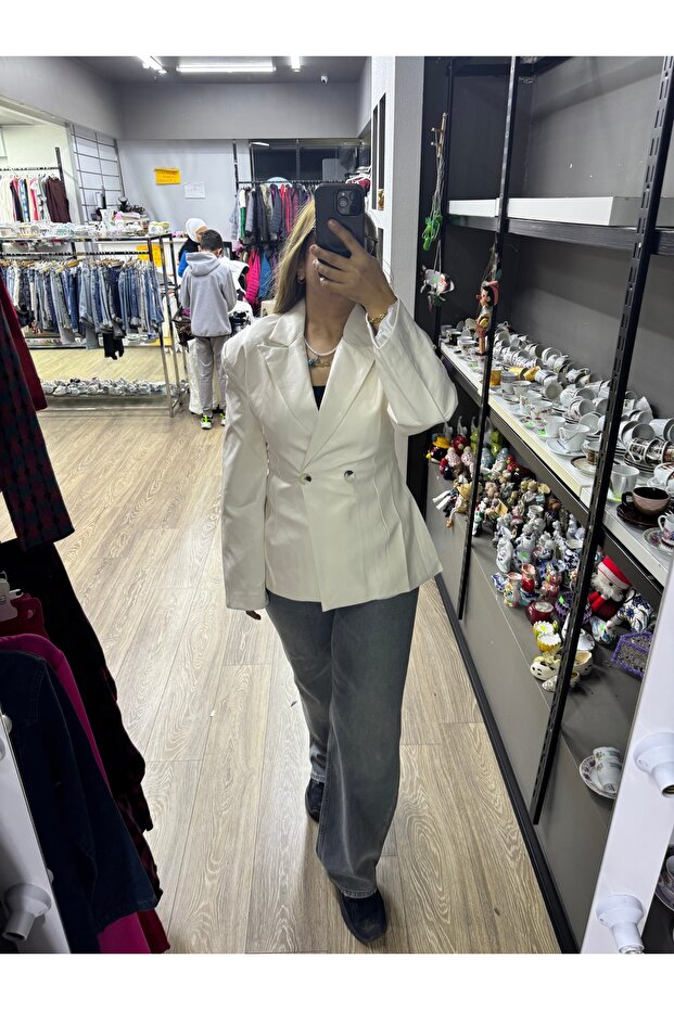 Deri Blazer beyaz - 2