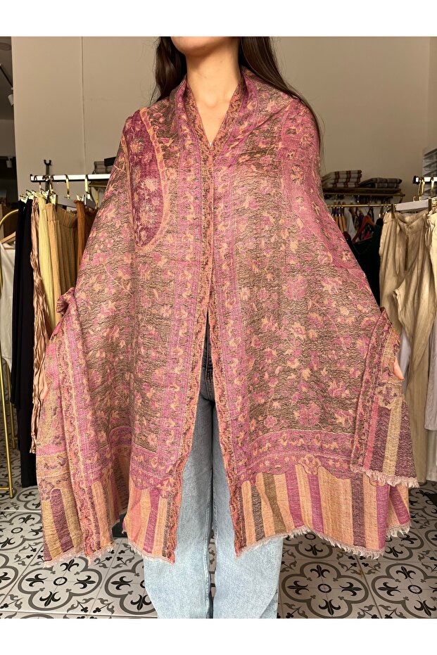 Desenli Kaşmir Baş Örtüsü Şal - 1