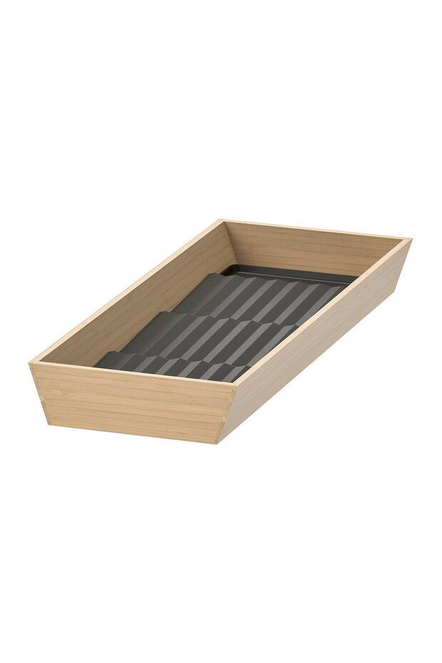 Tray with spice rack, light bamboo/anthracite, 20 x 50 cm