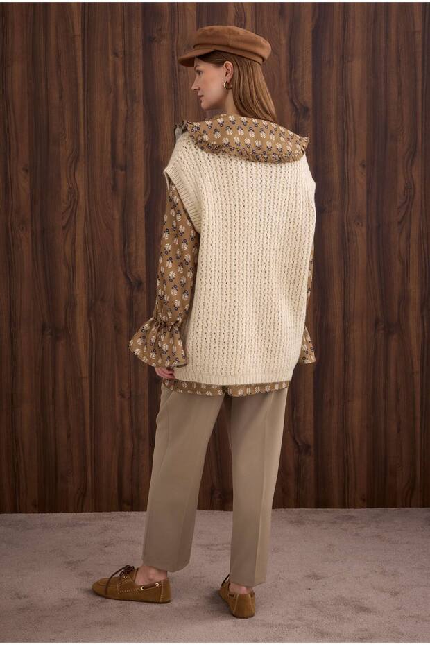 Bisiklet Yaka Süveter Kemik - 5