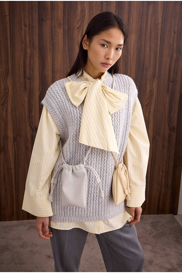 Crew Neck Sweater Light Gray - 2