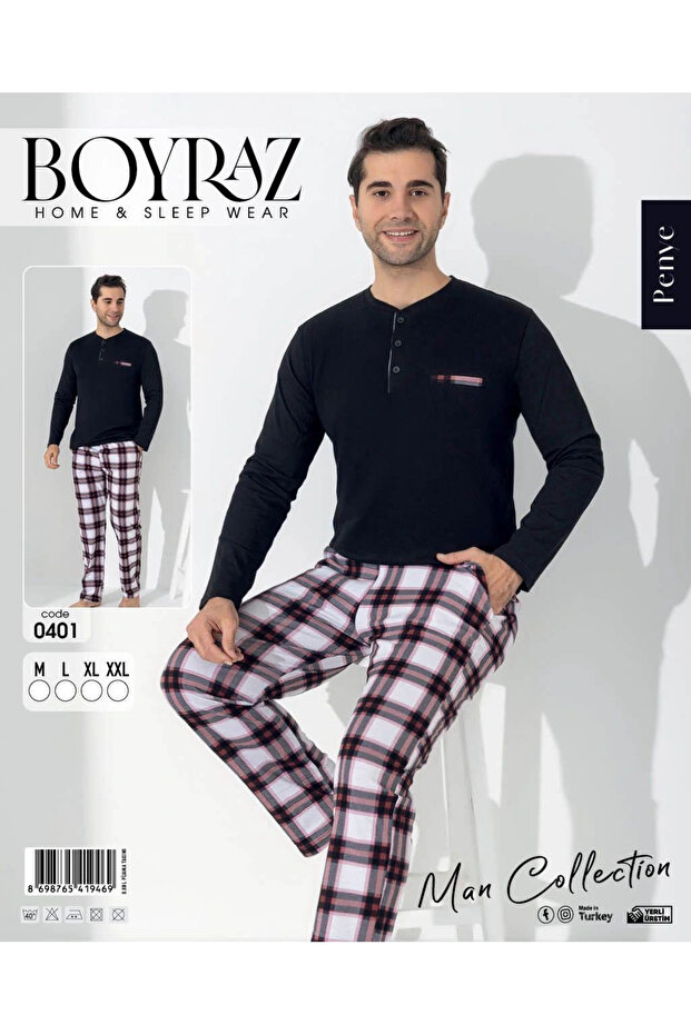 طقم بيجامة رجالية طويلة الأكمام من Boyraz 0401
