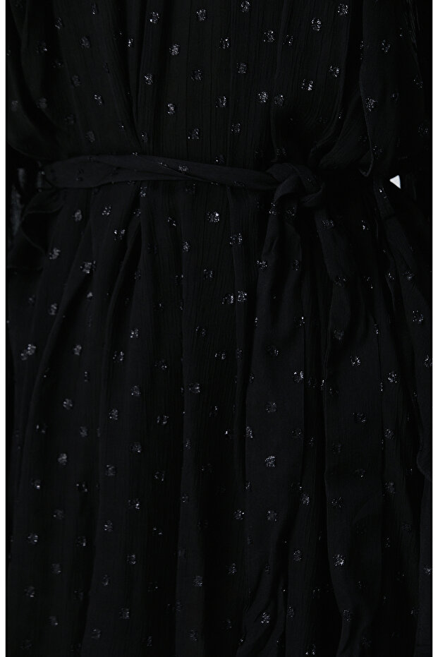 Siyah Desenli Mini Elbise - 6