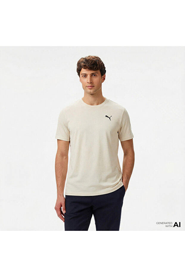 Tad Essentialential Solid Cat Erkek Bej T-Shirt - 1