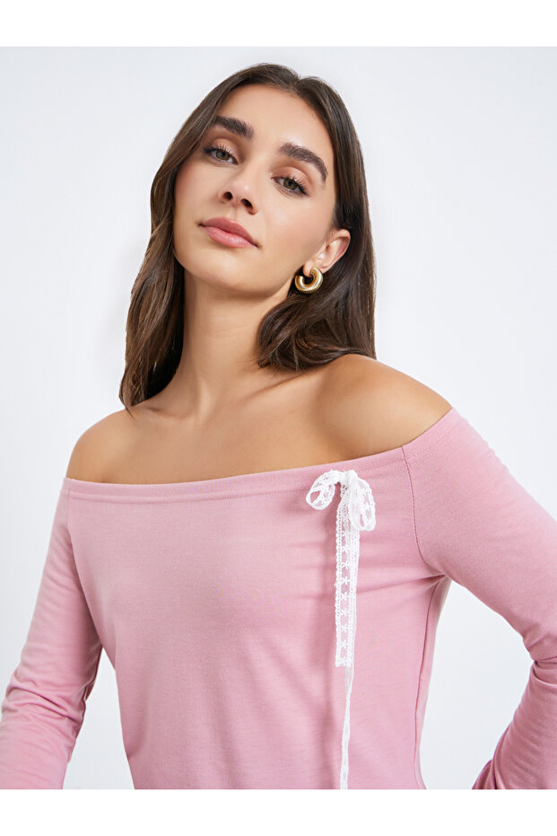 Women Pink Off-Shoulder Knit Top