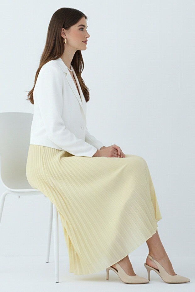 Piliseli Etek 4560 Limon Sarısı - 3