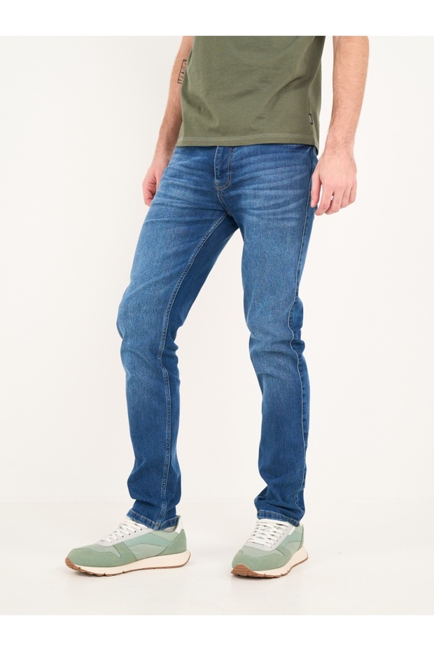 Blugi barbat slim cu aspect decolorat - 8