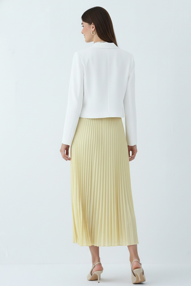 Piliseli Etek 4560 Limon Sarısı - 4