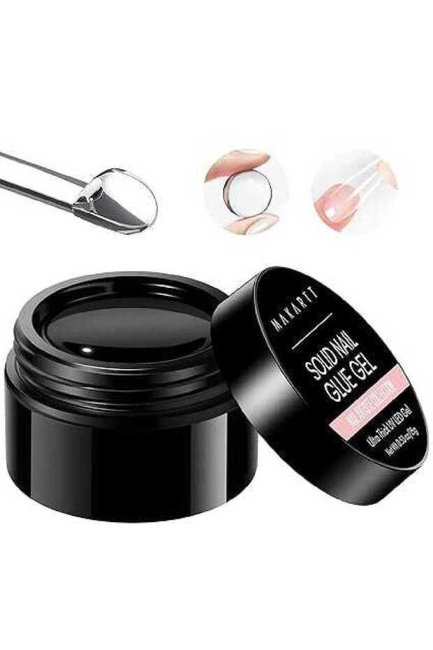 Solid Nail Glue Gel, Clear Acrylic Press On Nails Adhesive, UV Light Cured Hard Gel for Fake Tips, 1