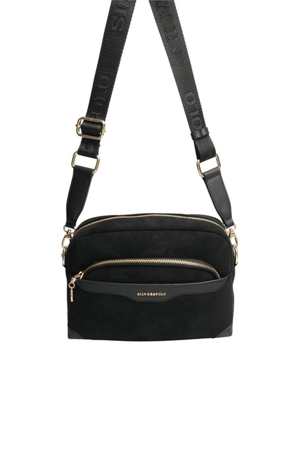 Black - Black Suede Women's Crossbody Bag Sp1201