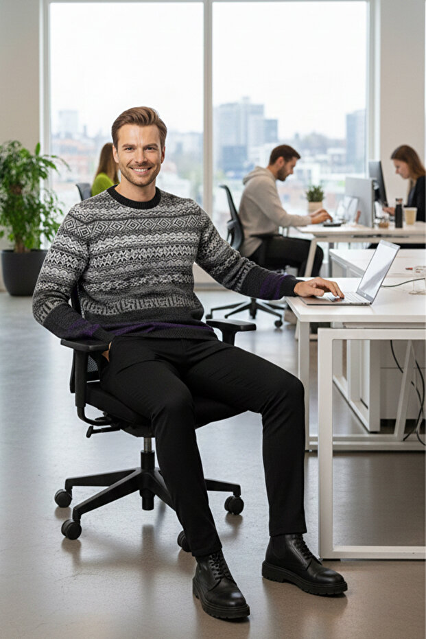 سترة رجالية بياقة دائرية ونقشة عرقية - 3