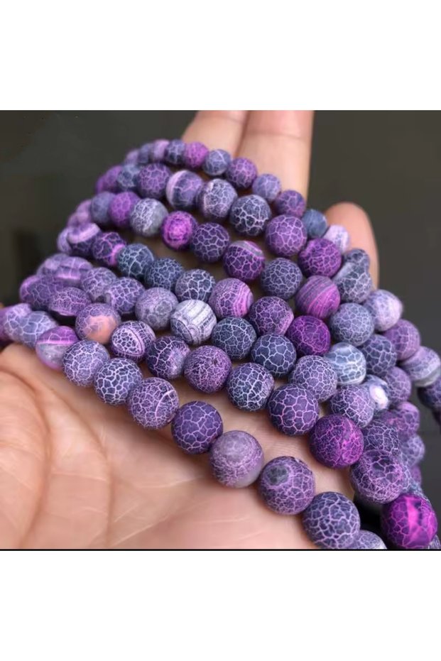 Veined Crab Agate 8 mm Original Natural Stone 1 Strand (47 Pieces)