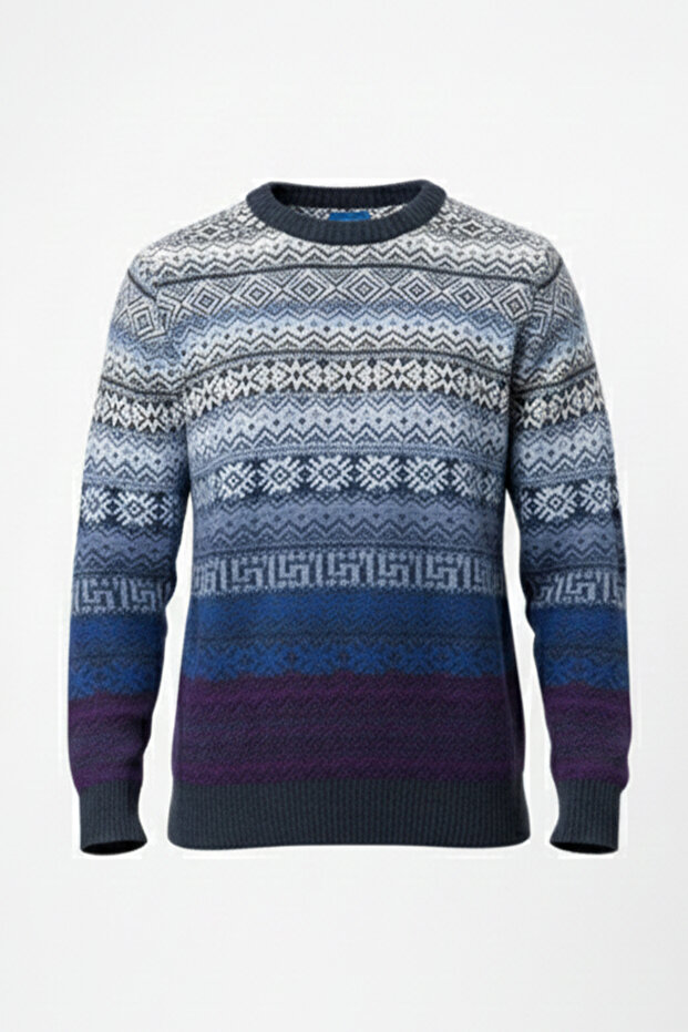 سترة رجالية بياقة دائرية ونقشة عرقية - 4