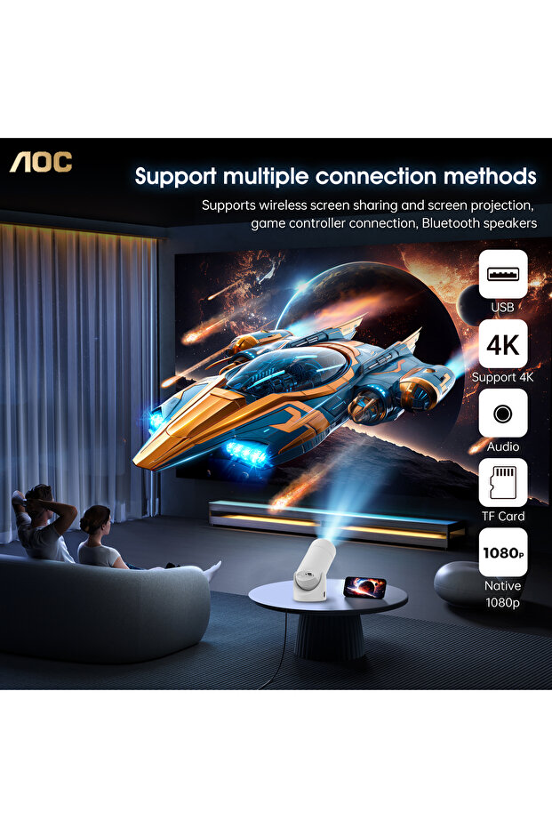 جهاز عرض متعدد الاستخدامات | تصحيح الانحراف التلقائي | تصميم محمول | متوافق مع إعدادات الألعاب - 3
