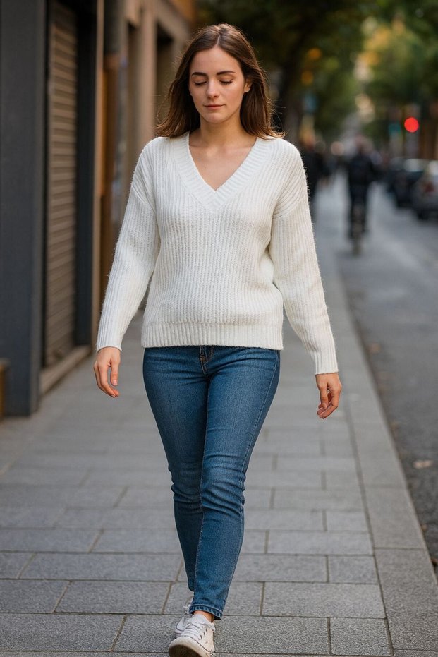 Knitwear V-Neck Women's Sweater