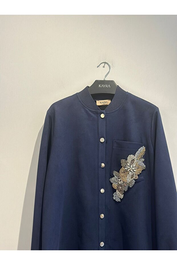 İşlemeli Süet Tunik - 4