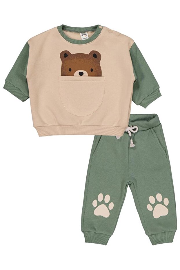 Teddy Bear Pocketed 6-18 Months Set - Khaki