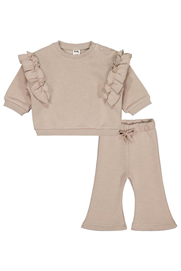 Ruffled 6-18 Month Set - Beige 12-18 Months