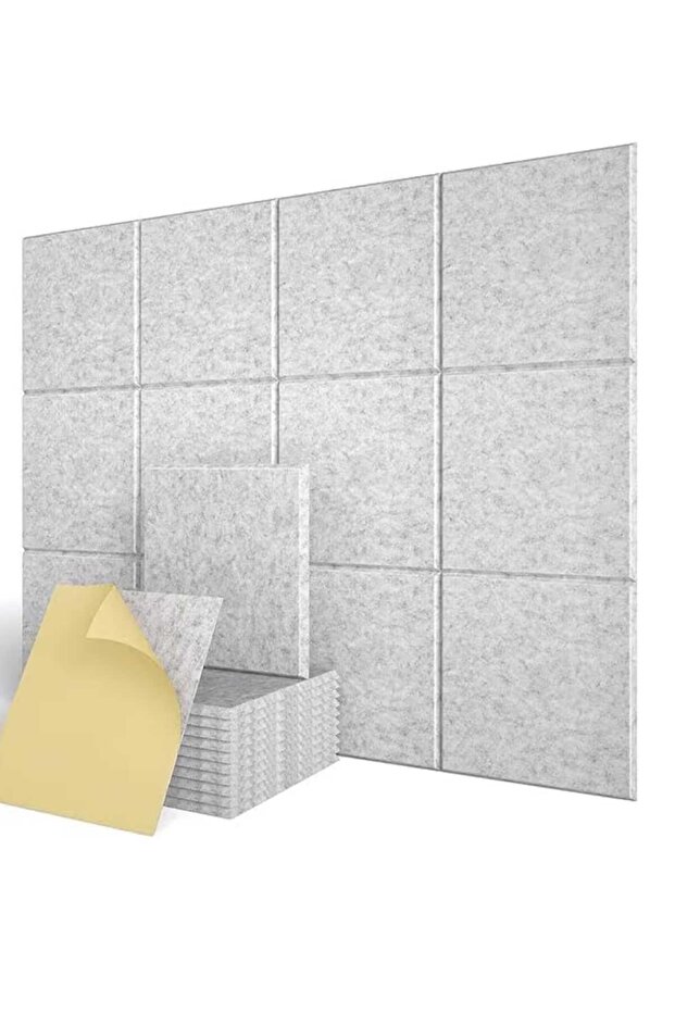 Acoustic Panel Self-adhesive, 12 Pack, 30 x 30 x 0.9 cm, Grey