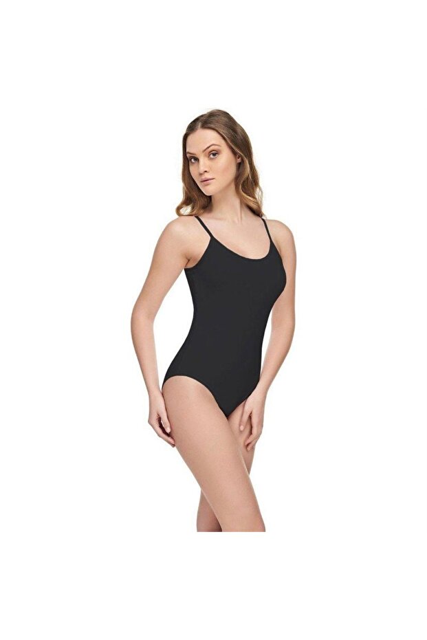 KADIN İNCE ASKILI BASİC BODYSUIT - 1