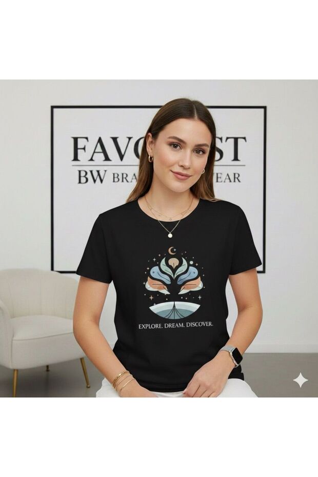 Explore Dream Discover Printed Women's Basic T-Shirt