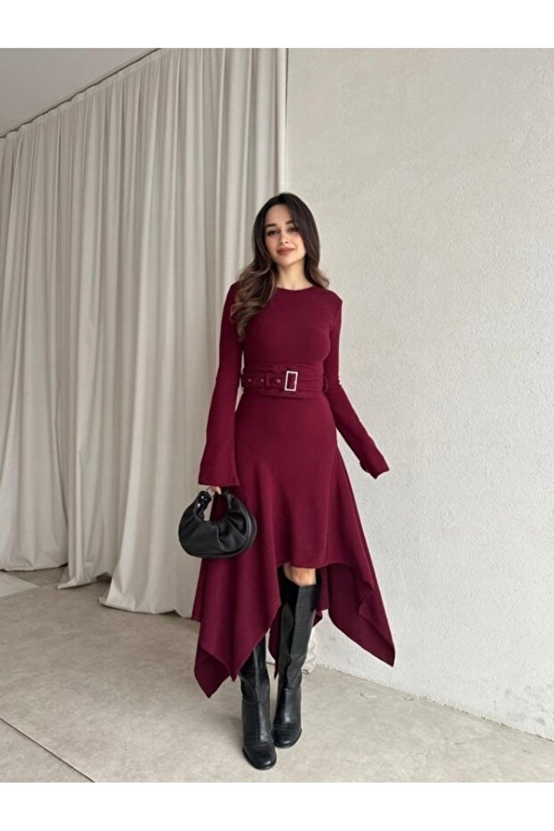 New Season Loop Dress with Asymmetric Cut Belt