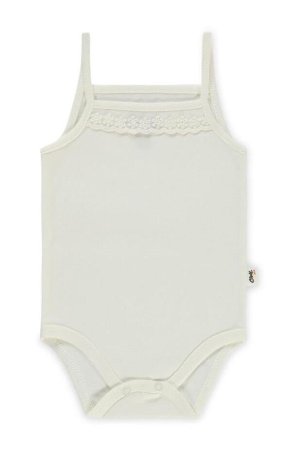Combed Cotton Rope Strap D Lace I Girls' Snap-On Badi - Ecru